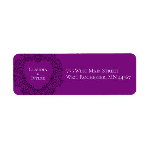 Coeur Mariage gothique violet et noir
