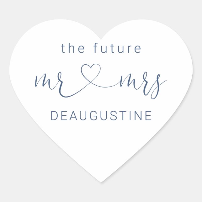 Cœur Marine L'Avenir M. et Mme Heart Sticker Mariage (Devant)