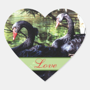 Cœur Mates pour la vie Black Swans Sticker en forme de 