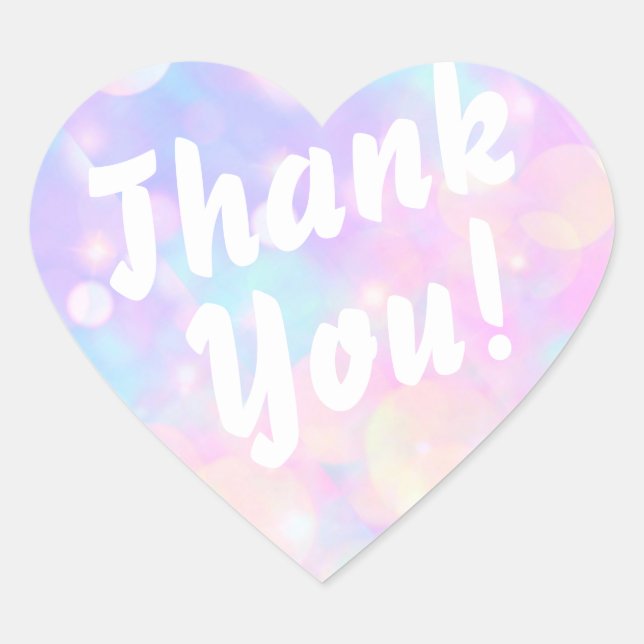 Cœur Merci! Bulles sur Sticker Coeur Rose (Devant)