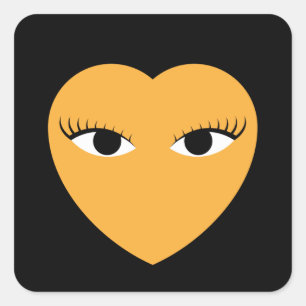 Coeur mignon avec les yeux autocollant rond