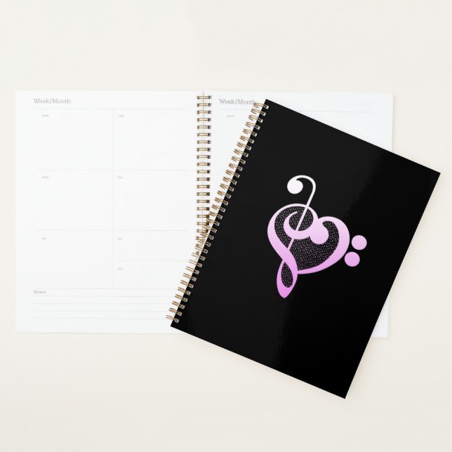 Coeur musicien de musique rose (Devant avec enveloppe)