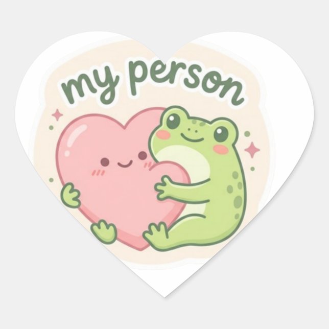Cœur My Person Frog Sticker Cute Frog Hugging Heart Rom (Devant)