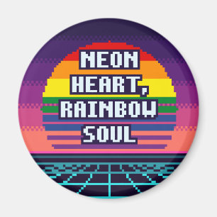 Cœur néon, âme arc-en-ciel Fierté Magnet pixel