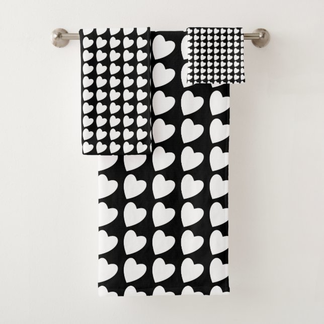 Coeur noir et blanc Motif chic (En situation)