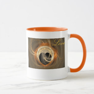 Coeur noir et fractale d'or avec Mug d'amour