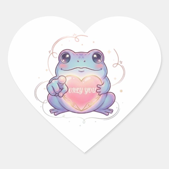 Cœur Only You Frog Sticker Cute Frog Glowing Heart Roma (Devant)