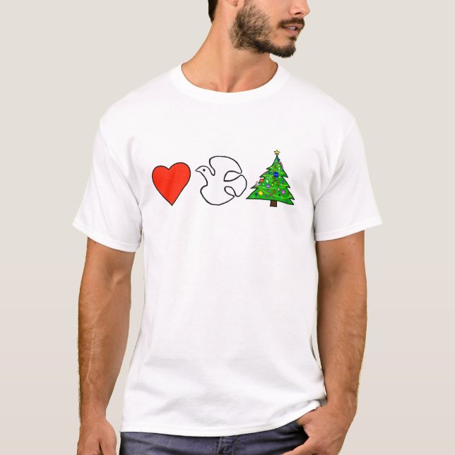Coeur, paix, T-shirt de Noël (Devant)