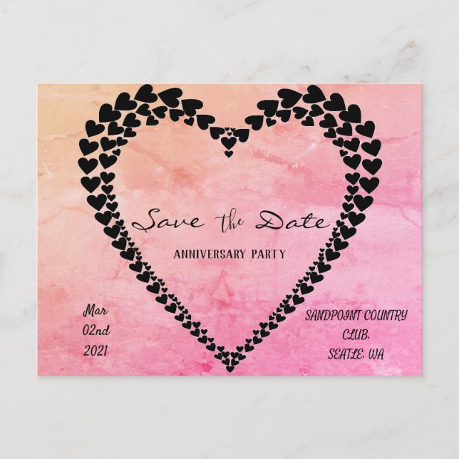 Coeur par coeur Carte postale Aquarelle rose (Devant)