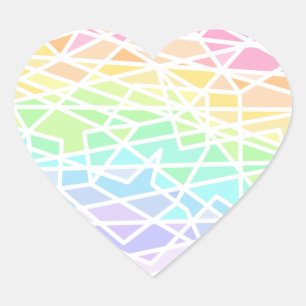 Cœur Pastel Rainbow Colors Sticker Coeur géométrique