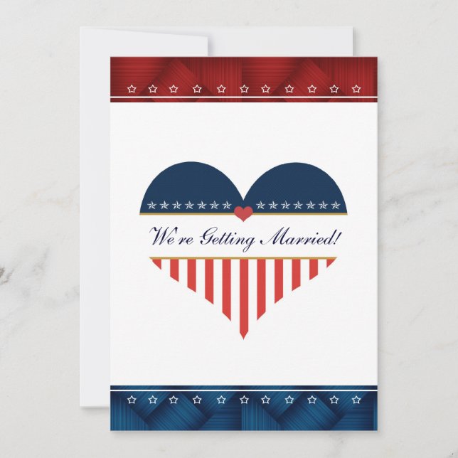 Coeur patriotique américain Faire-part de mariage  (Devant)