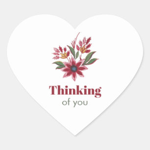 Cœur Penser à vous Sticker du coeur floral