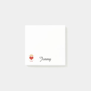 Coeur personnalisé dans une boîte Notes post-it