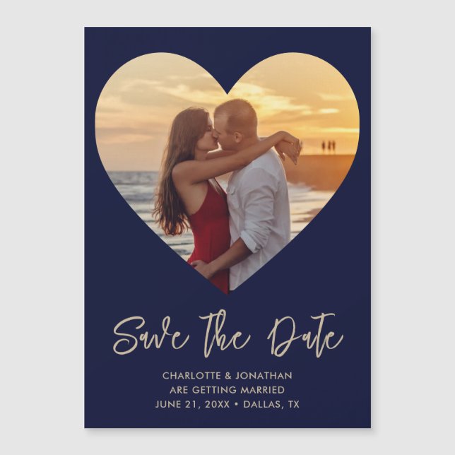 Coeur photo mariage Enregistrer la date carte magn (Devant)