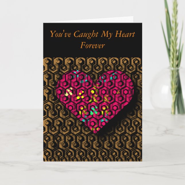 Coeur piégé romantique, carte Saint-Valentin (Devant)