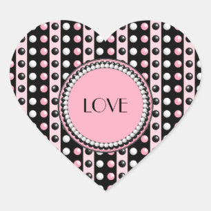 Cœur Pois en bandes Monogramme Sticker Coeur