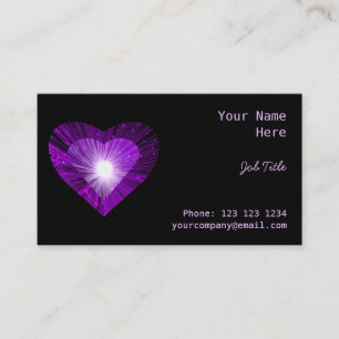 Coeur pourpre "coeur" carte de visite noir