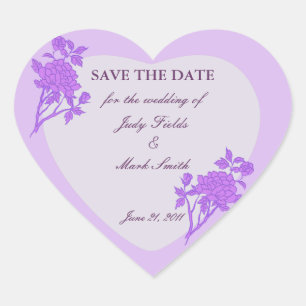 Cœur Purple Flower Personnalisé Enregistrer Les Sticker