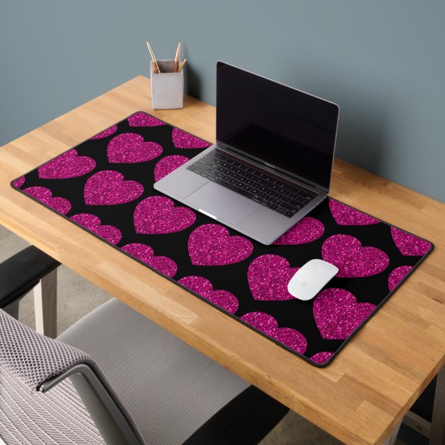 Coeur rose chaud faux parties scintillant scintill (Bureau 2)