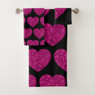 Coeur rose chaud faux parties scintillant scintill