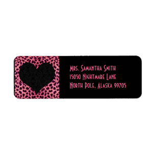Coeur rose de noir d'impression de guépard -