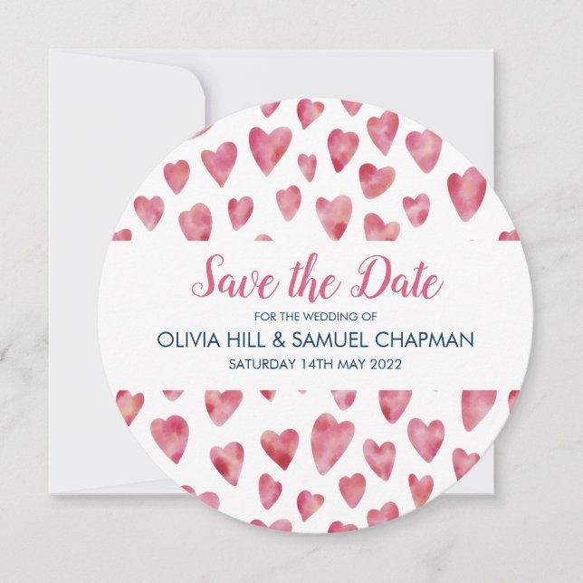 Coeur rose Enregistrer la carte de date (Devant)