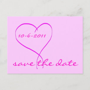 Coeur rose enregistrer la date carte postale