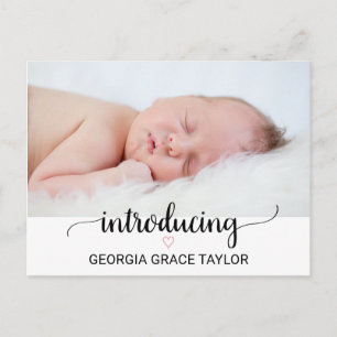 Coeur rose   Faire-part de naissance de calligraph