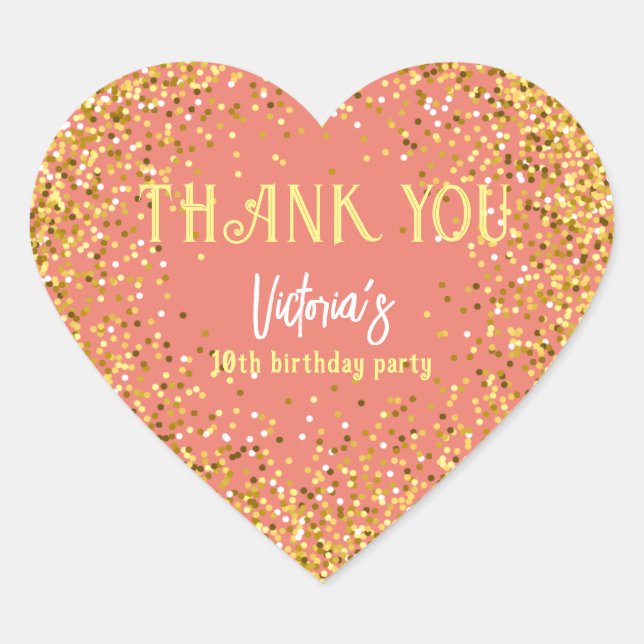 Cœur Rose Gold Anniversaire Merci Coeur Sticker (Devant)