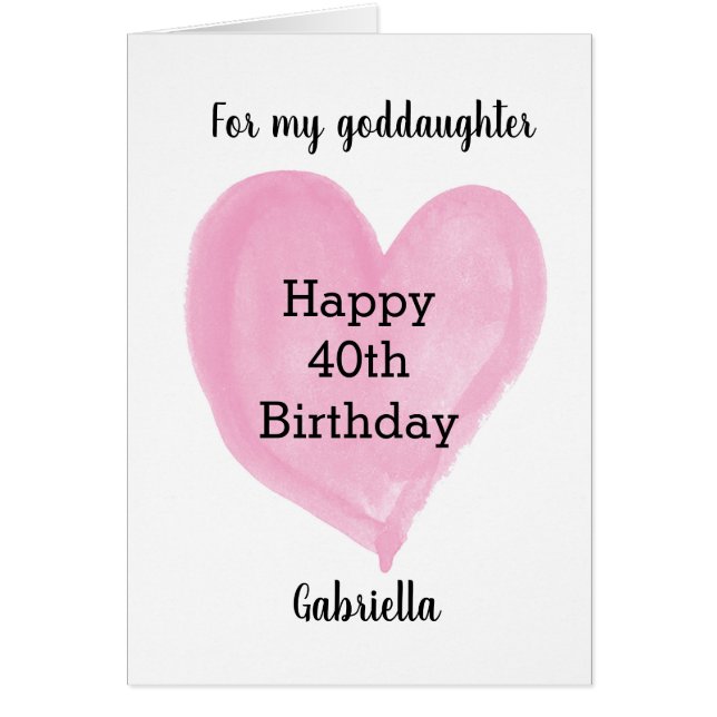 Coeur rose Heureuse 40e anniversaire Godgirl (Devant)