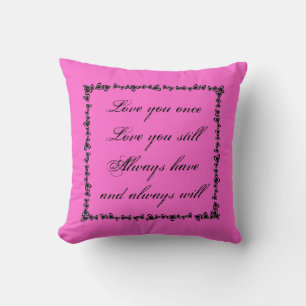 Coeur rose mignon amour rime coussin décoratif