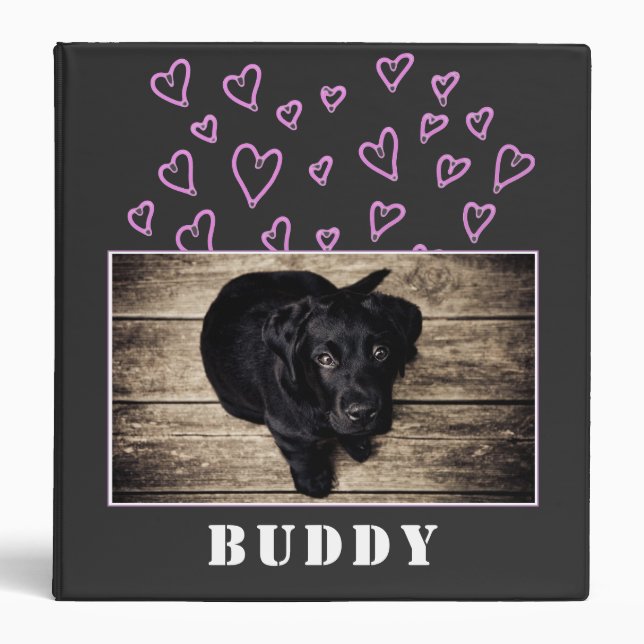 Coeur rose mignon chien animal Classeur Album phot (Devant)