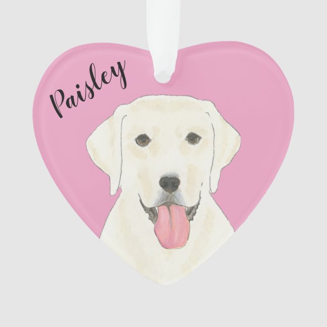 Coeur rose personnalisé Blanc Labrador (devant)