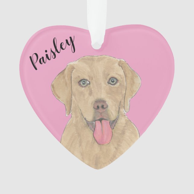 Coeur rose personnalisé Dudley Labrador (devant)
