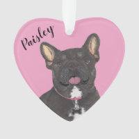 Coeur rose personnalisé Noir Tan Tricolo Frenchie
