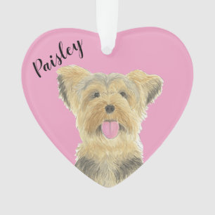 Coeur rose personnalisé Yorkie Yorkshire Terrier