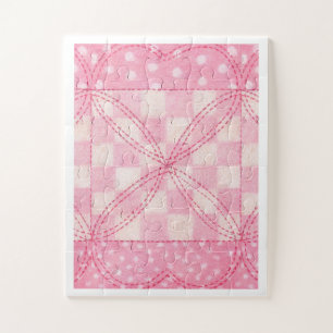 COEUR ROSE QUILT 11x14 Grosses pièces Puzzle