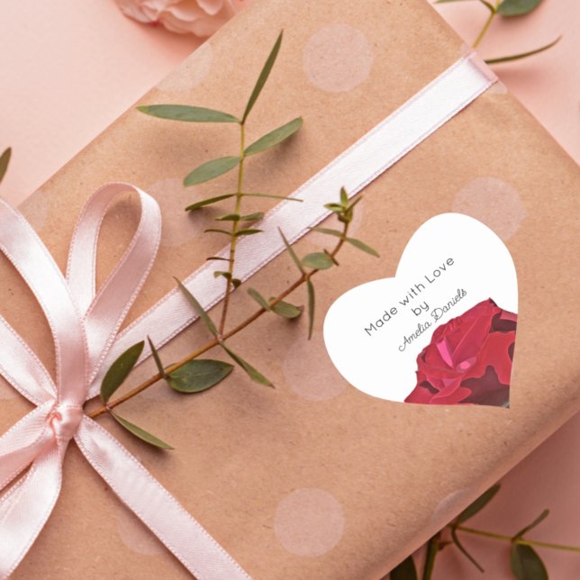 Cœur Rose rouge Fabriqué Avec Sticker Artisanal Amour (Créateur téléchargé)
