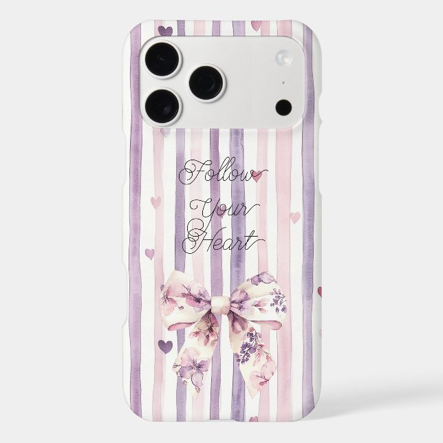 Cœur rose violet floral ruban (Verso)