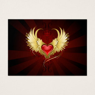 Coeur rouge avec ailes d'or