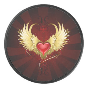 Coeur rouge avec ailes d'or