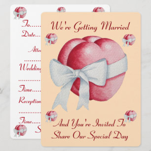 coeur rouge avec arc blanc pour invitation mariage