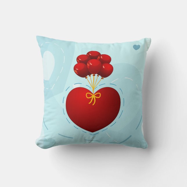 Coeur rouge avec ballons, coussin (Recto)