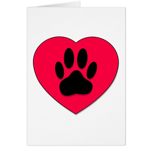 Coeur rouge avec Empreinte de patte de chien (Devant)