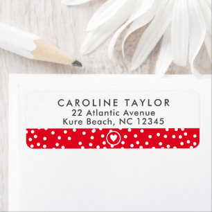 Cœur Rouge Clair & Points Mignon Adresse de Retour