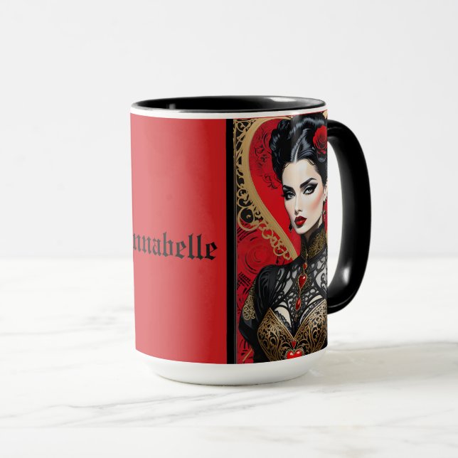 Coeur rouge Goth Lady Coffee Mug (Devant droit)