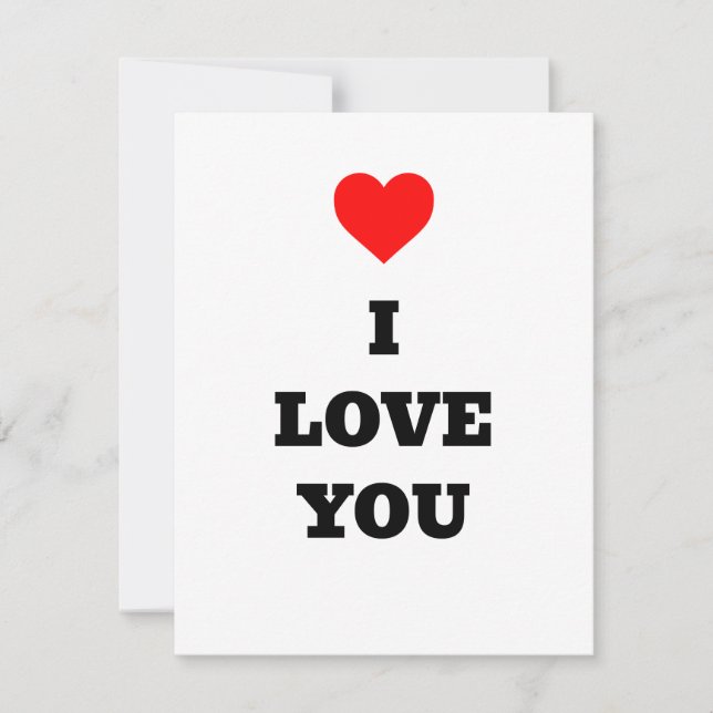 Coeur rouge Je t'aime Carte Saint Valentin (Devant)
