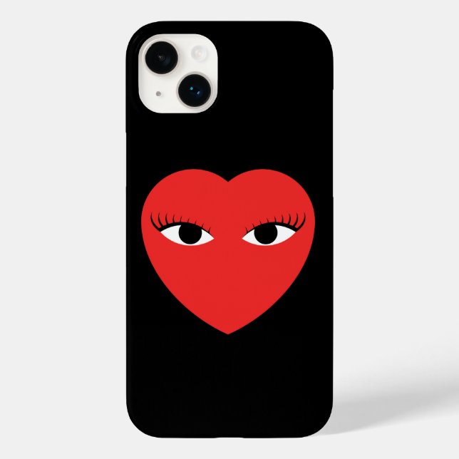 Coeur rouge mignon avec coque iphone des yeux (Verso)