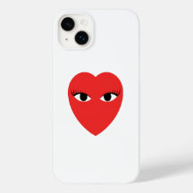 Coeur rouge mignon avec les yeux sur le coque ipho
