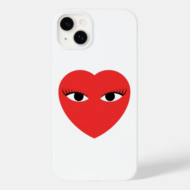 Coeur rouge mignon avec les yeux sur le coque ipho (Verso)